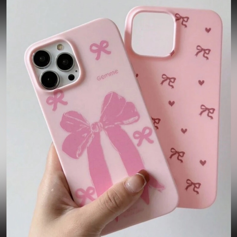 Aesthetic 2pcs/Set Goddess Light Pink
Bowknot Pattern Phone Case.